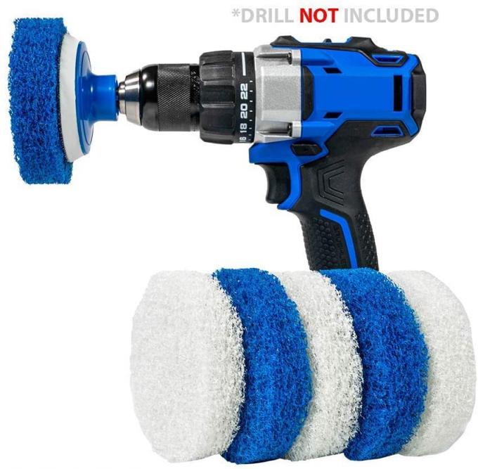 Multi-Purpose Drill Brush Kit Blue and White cleaning Scrub Pads 0
