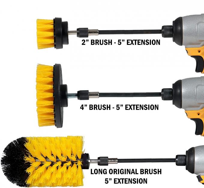 Yellow Power Scrubber Drill Brush 3 Piece Kit For Cleaning 0