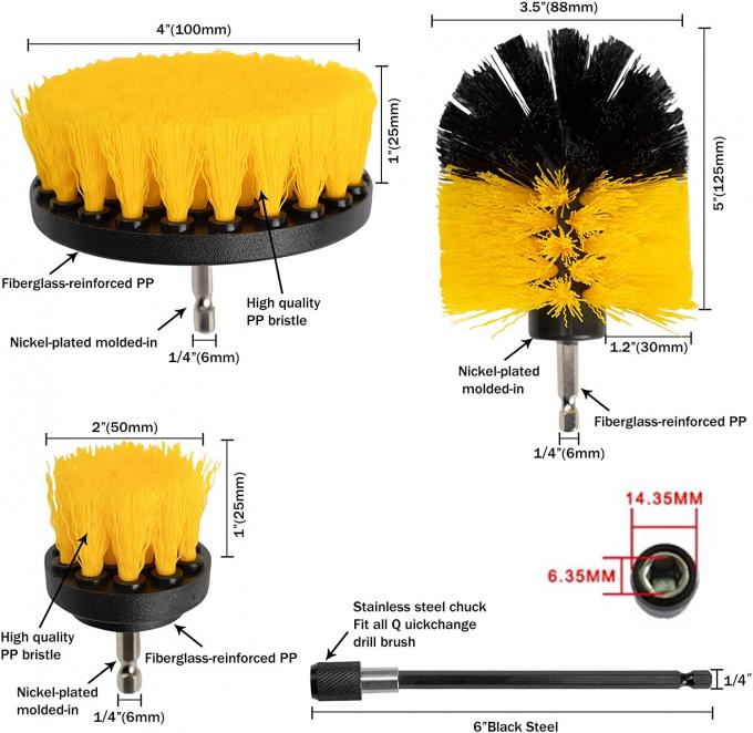 4 Pack Wheel Supplies Kit Fit Tire  Detailing Drill Brush Set 3