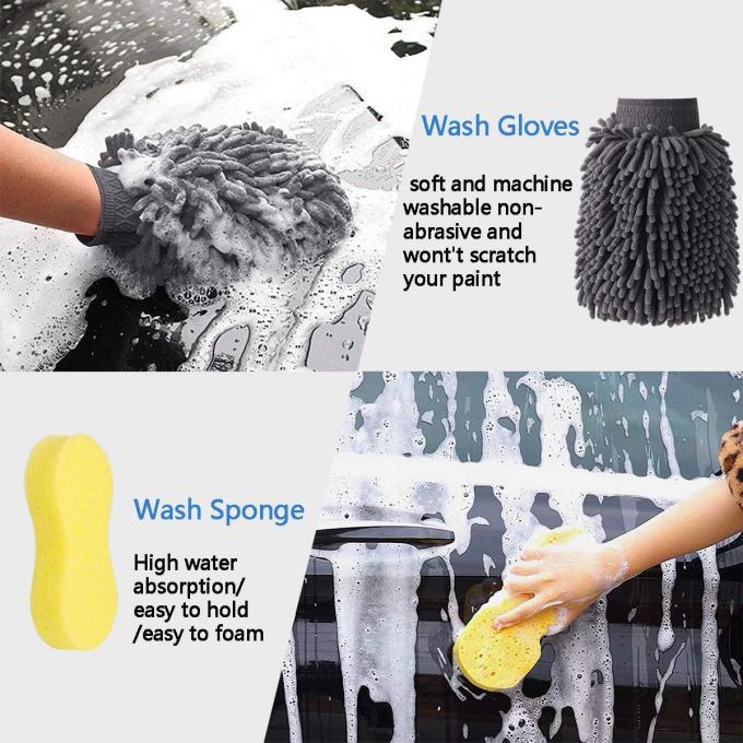 12pcs Car Cleaning Brush Set Wash Cleaning Tire Brush Set Gloves 22cm 0