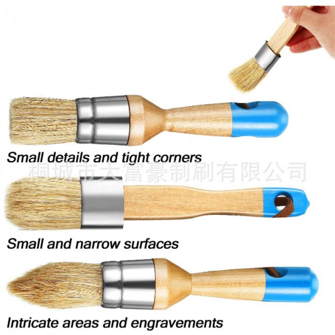 1.5in Chalk And Wax Paint Brushes Set 3pcs Wooden Handle DIY Painting 0