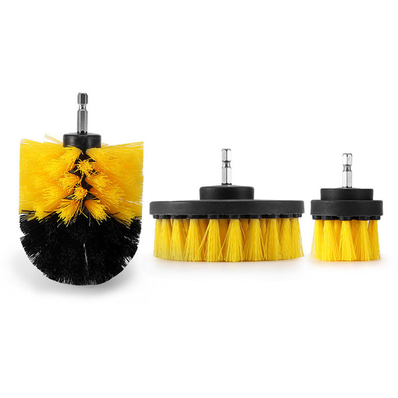 3Pcs/Set Electric Drill Scrubber Brush Plastic Round Cleaning Brush For Carpet Glass Car Tires Nylon Brushes