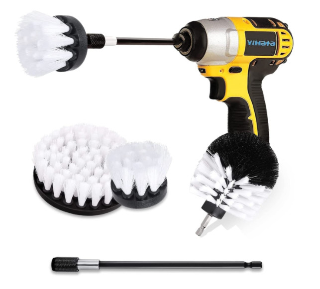 4 Pack Power Drill Brush Multi Purpose Extended Long Attachment Kit For Grout