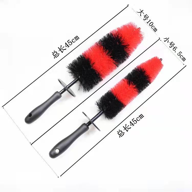 PP Car Rim Wheel And Tire Brush Red Soft Black Easy Handle